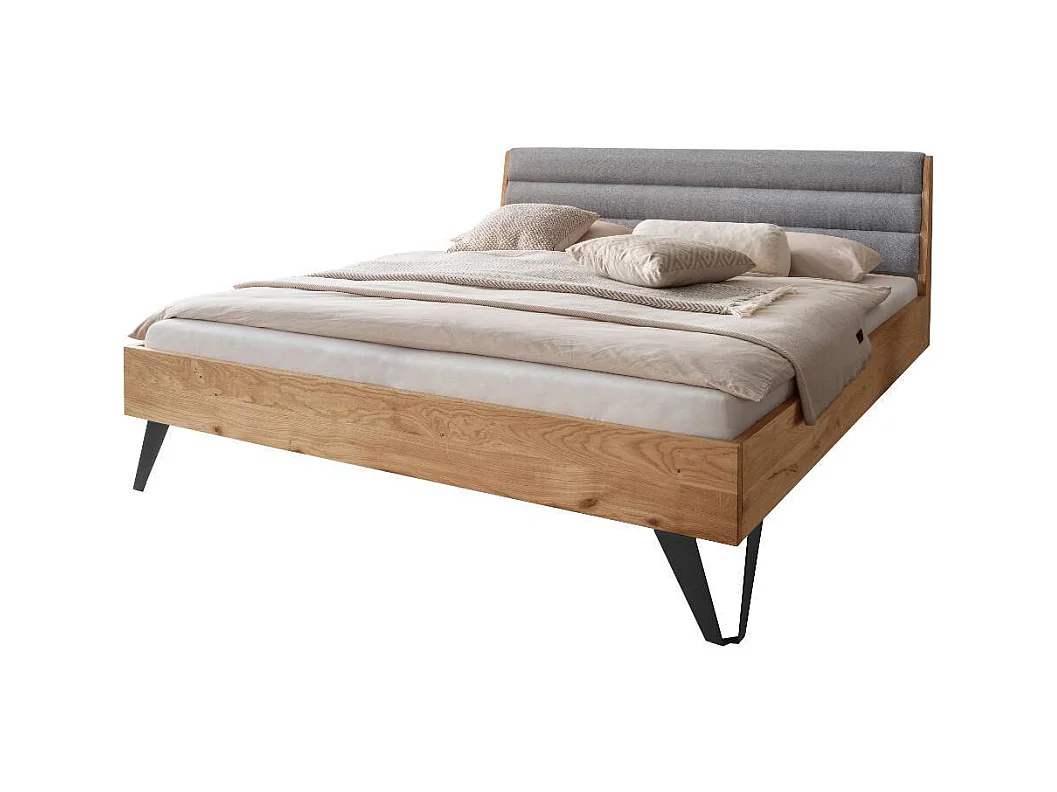 Doppel Bett Echtholzbett 90 cm Kopfteil mit Fußgestell aus Metall