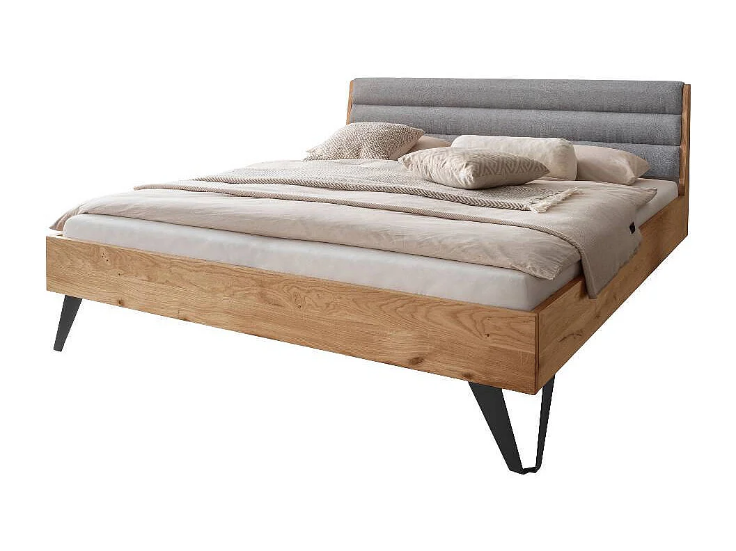 Doppel Bett Echtholzbett 90 cm Kopfteil mit Fußgestell aus Metall