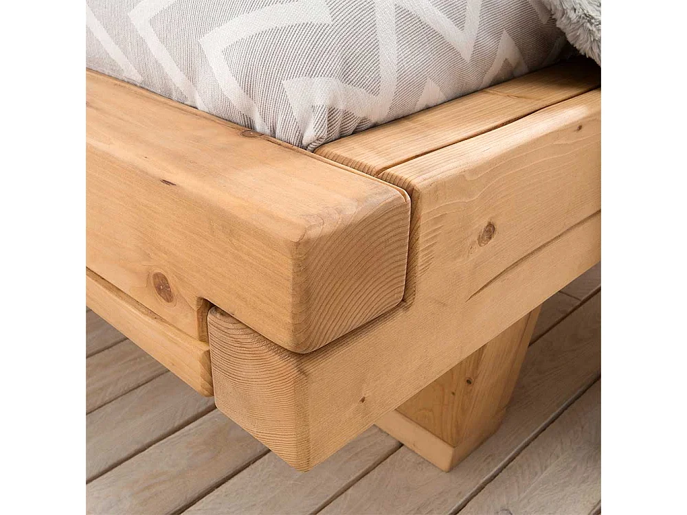 Holzdoppelbett Balken Gestell Fichte Massivholz