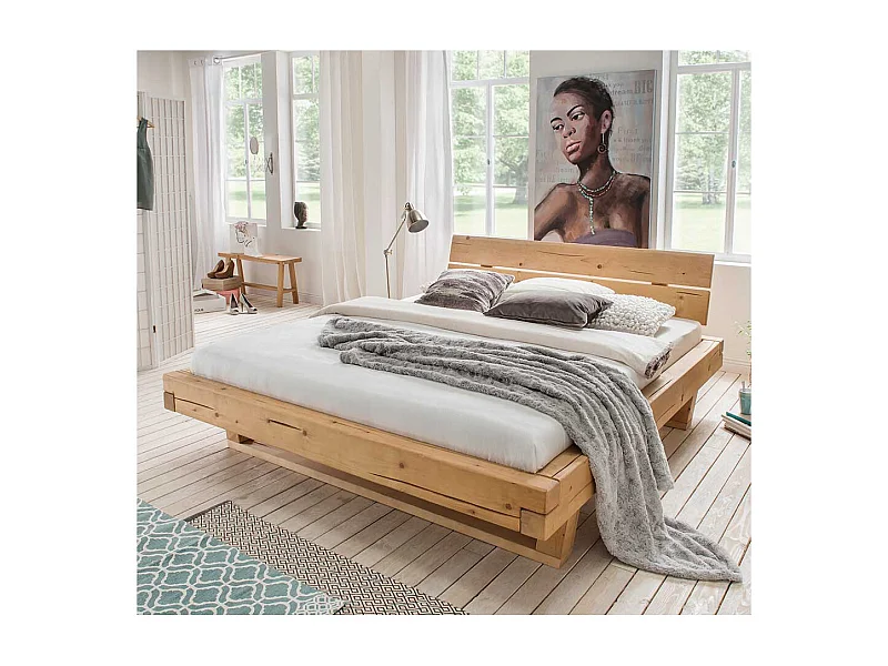Holzdoppelbett Balken Gestell Fichte Massivholz