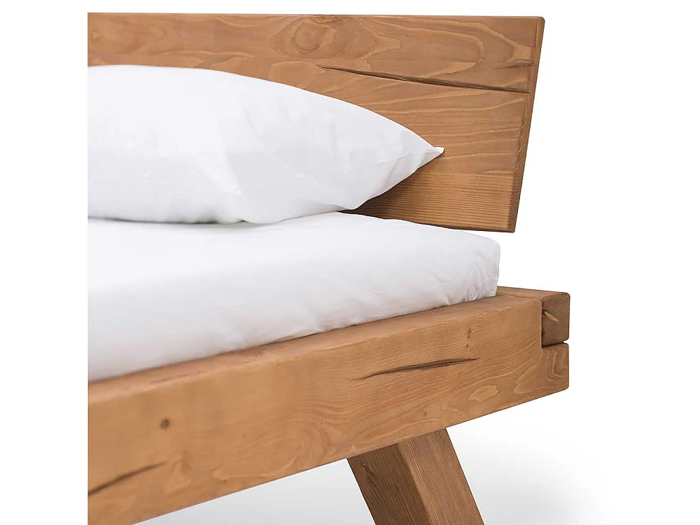 Balken Holzbett aus Fichte Massivholz rustikalen Landhausstil