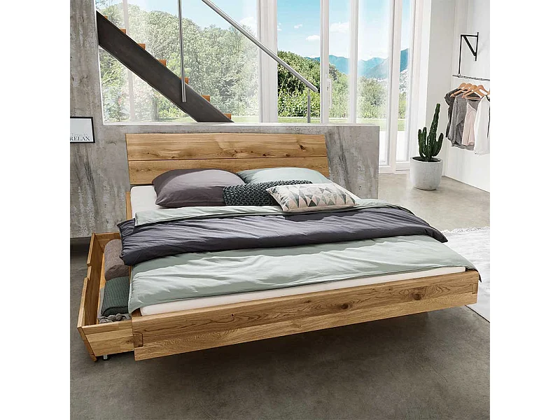 Naturholzbett aus Wildeiche Bettkasten