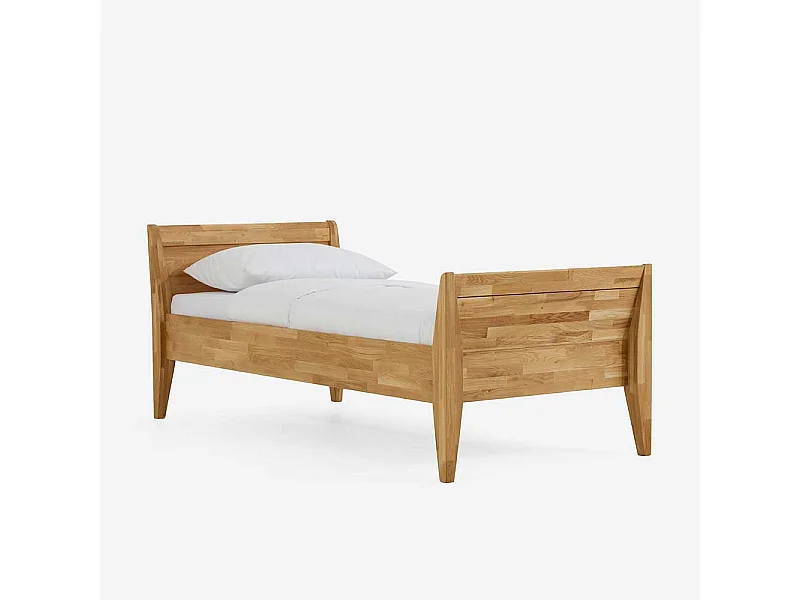 Einzelbett aus Wildeiche Massivholz Überlänge
