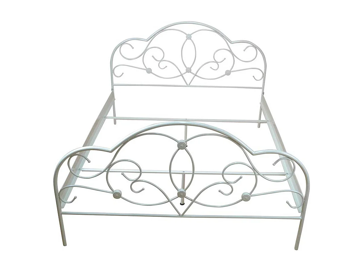 Bett in Creme Weiß Stahl