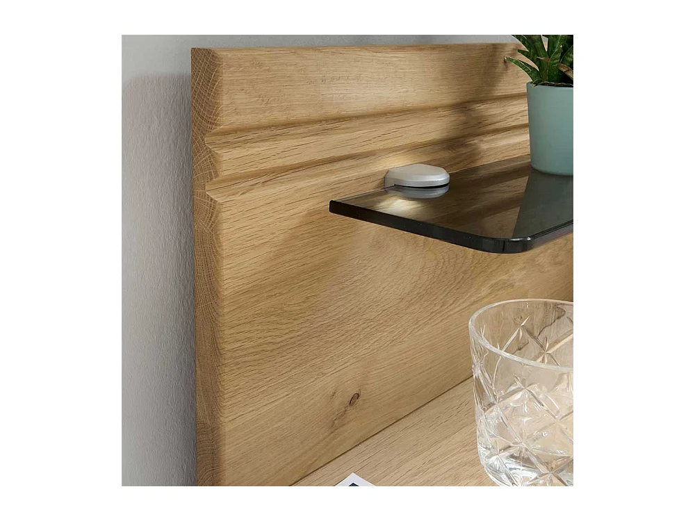 Einzelbett aus Eiche teilmassiv Beige Glas beschichtet (zweiteilig)