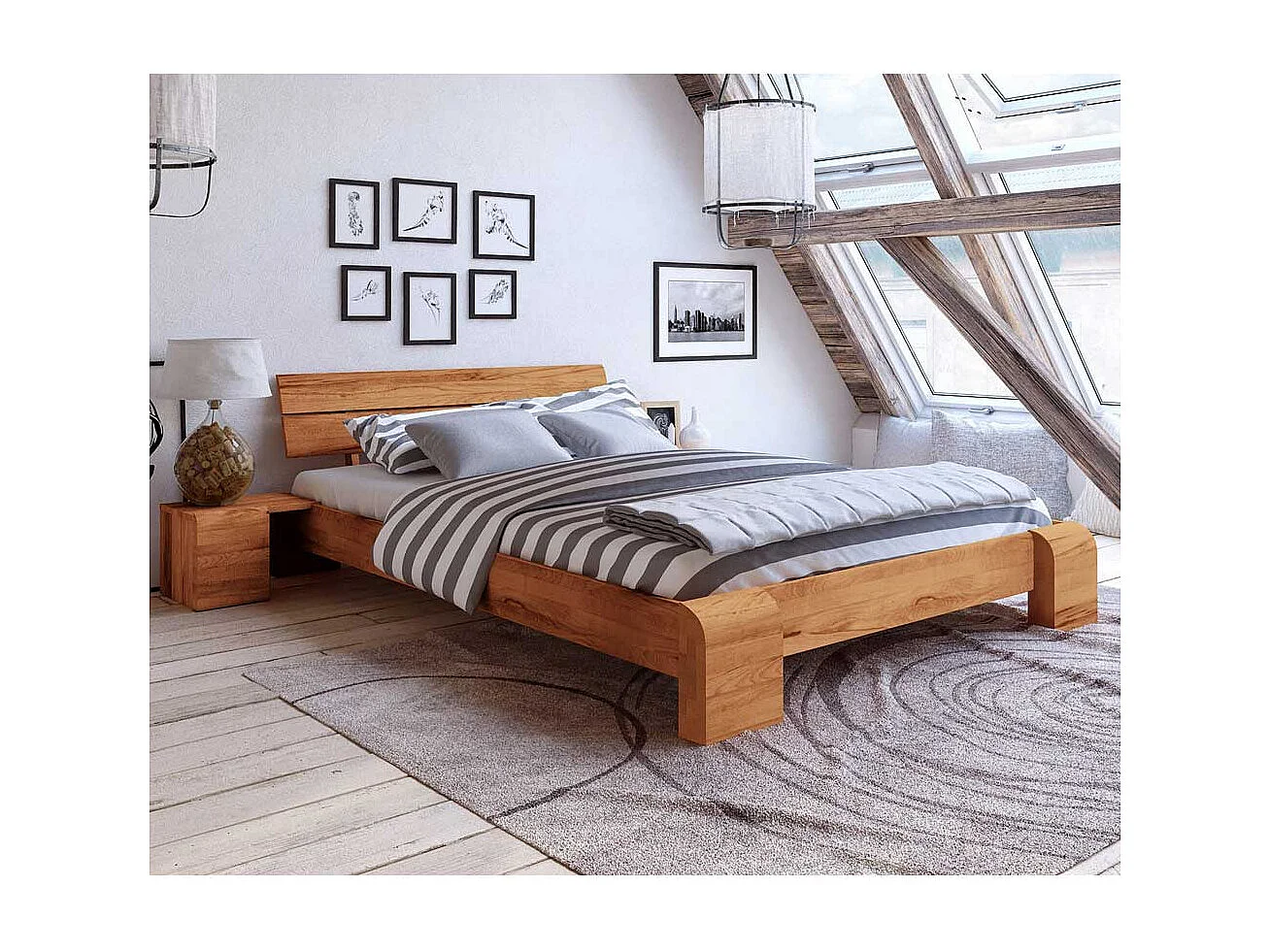 Futonbett aus Kernbuche Massivholz modern