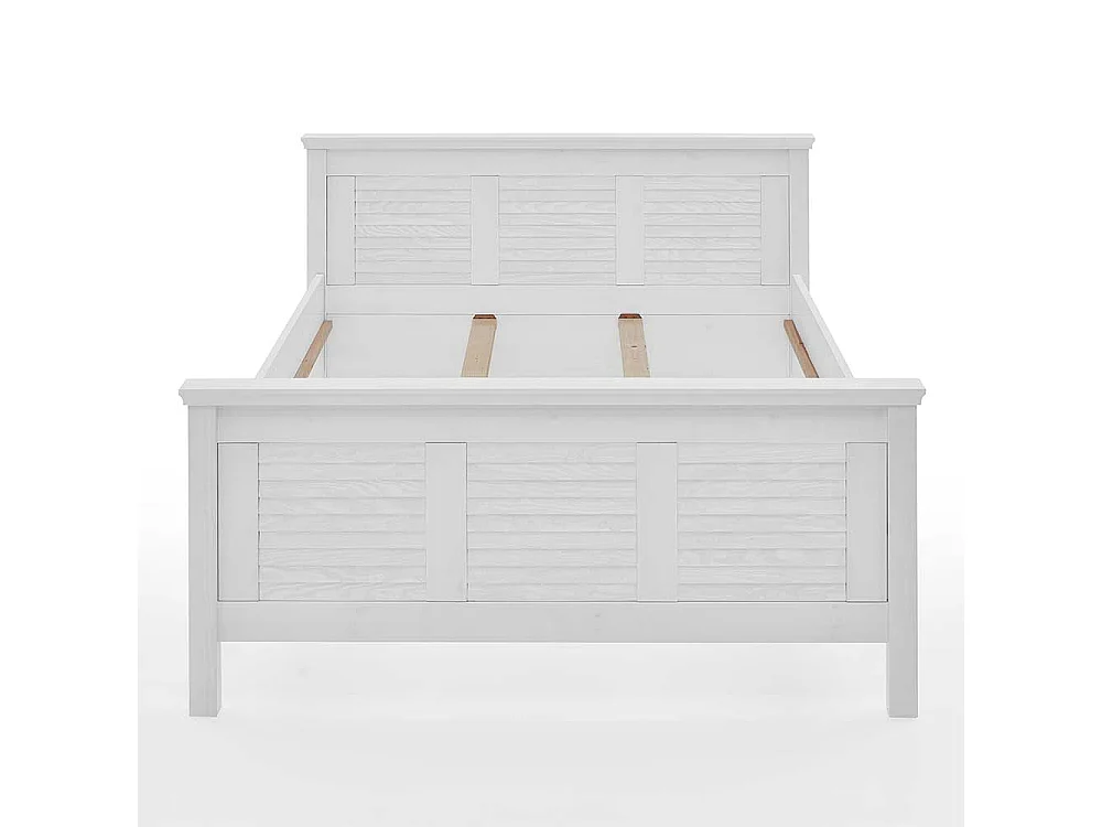 Weißes Landhausbett aus Kiefer Massivholz 94 cm Kopfteil