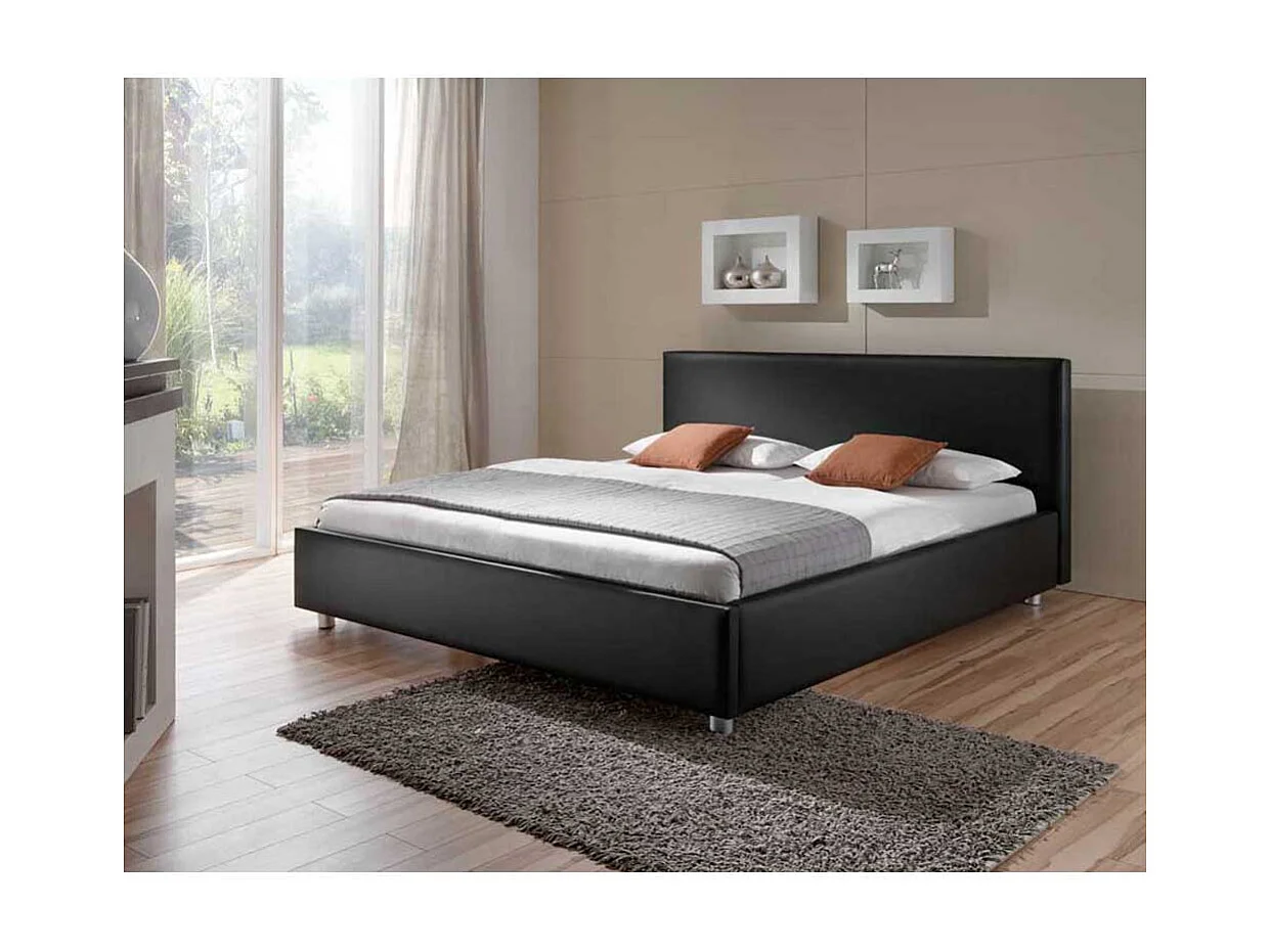 Futonbett aus Kunstleder (100% Polyurethan) Schwarz