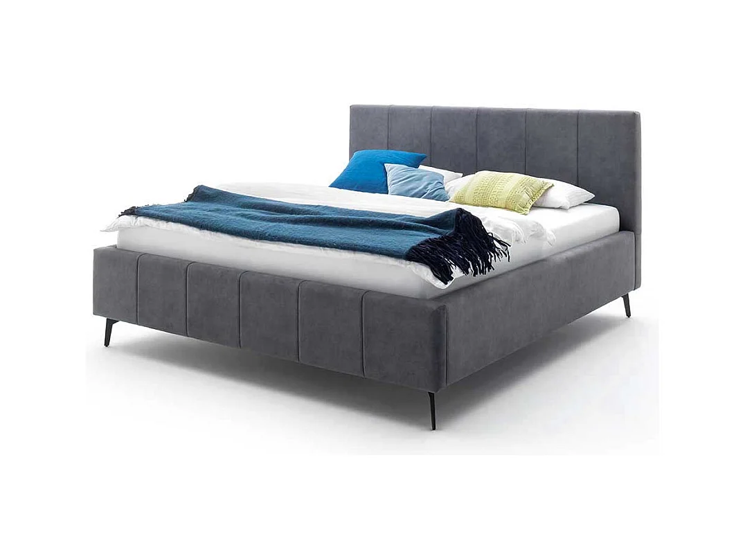 Doppelbettgestell Anthrazit aus Velours Vierfußgestell aus Metall