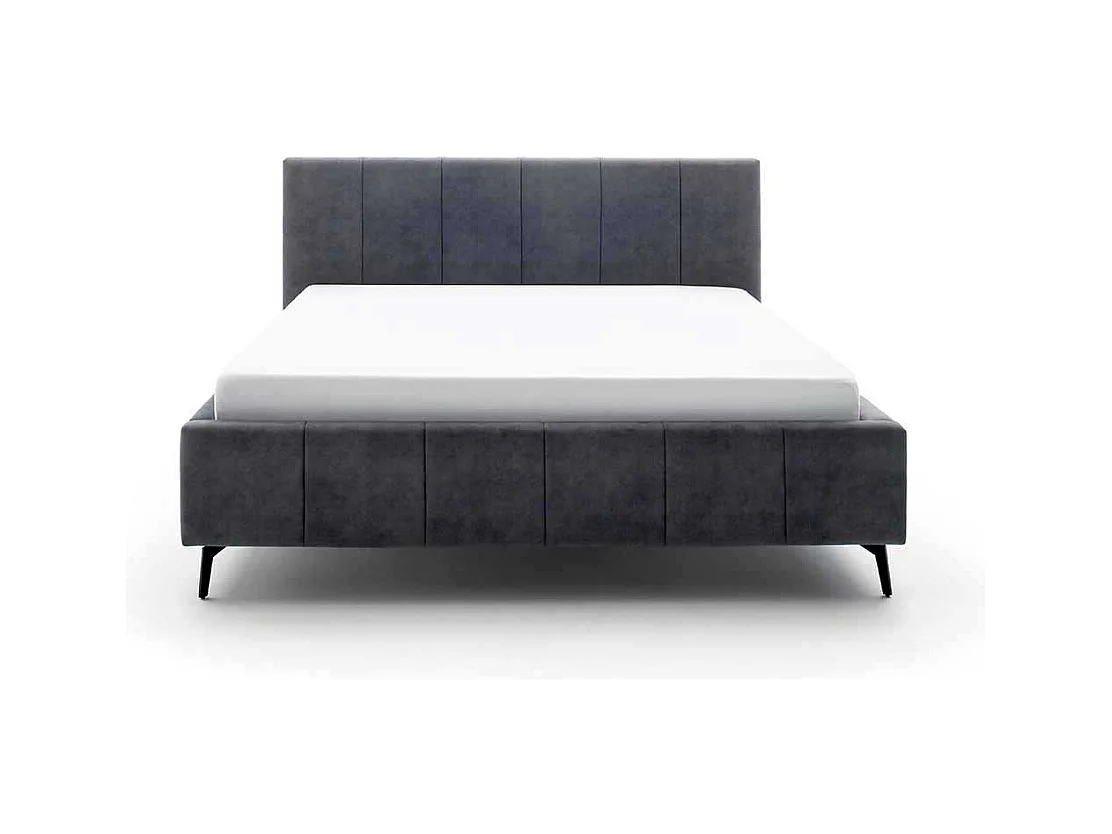 Doppelbettgestell Anthrazit aus Velours Vierfußgestell aus Metall