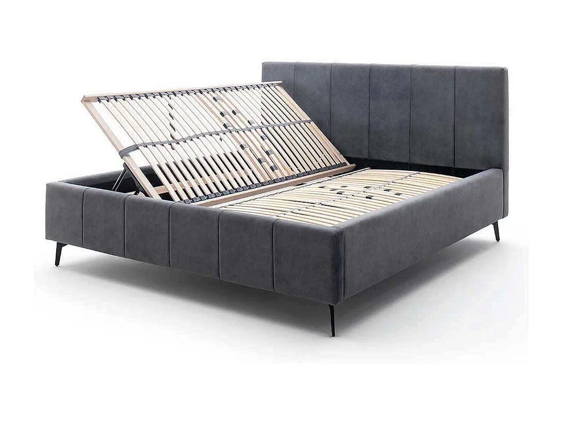 Doppelbettgestell Anthrazit aus Velours Vierfußgestell aus Metall