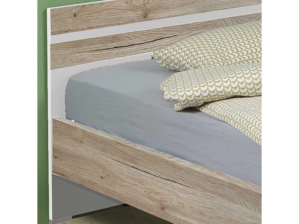 Jugendzimmerbett Made in Germany Eiche San Remo und Weiß