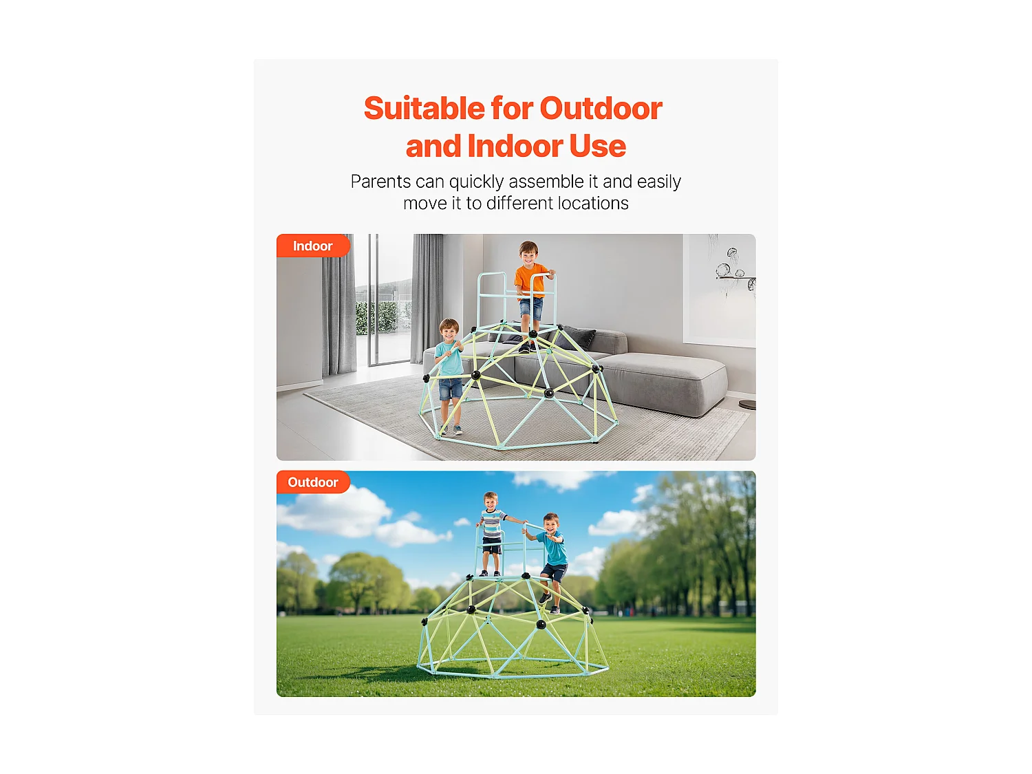 Kopuła Wspinaczkowa SucceBuy Geometryczna 183 cm, Klatka do Wspinania z Dużą Nośnością 270 kg, Solidna Klatka dla Wiewiórek, Plac Zabaw na Zewnątrz