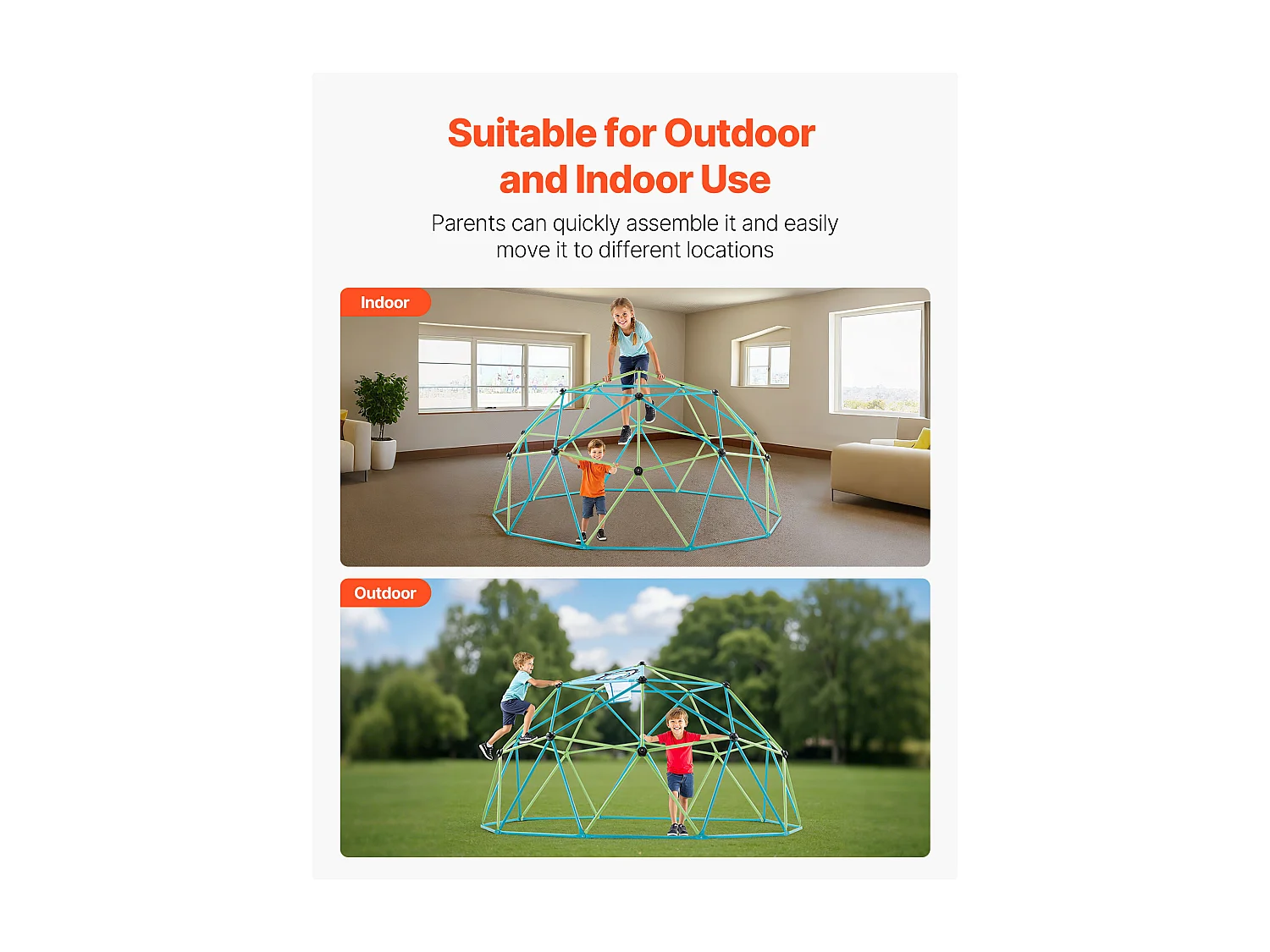 Kopuła Wspinaczkowa SucceBuy Geometryczna, Klatka do Wspinania z Siecią Ośmiornicy i 2 Piłkami do Koszykówki, Solidna Klatka dla Wiewiórek z Nośnością 453 kg