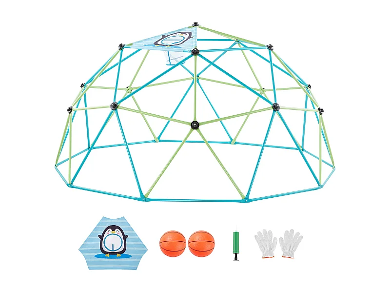Kopuła Wspinaczkowa SucceBuy Geometryczna, Klatka do Wspinania z Siecią Ośmiornicy i 2 Piłkami do Koszykówki, Solidna Klatka dla Wiewiórek z Nośnością 453 kg