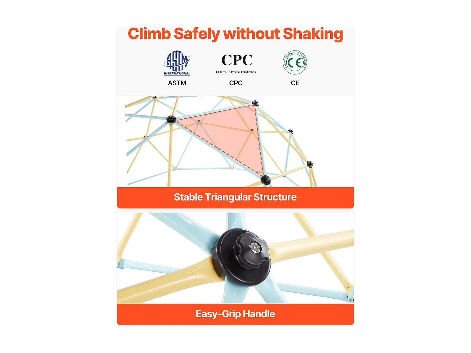 Kopuła Wspinaczkowa SucceBuy Geometryczna 305 cm, Klatka do Wspinania z Siecią i 2 Piłkami do Koszykówki, Solidna Klatka dla Wiewiórek Nośność 453 kg