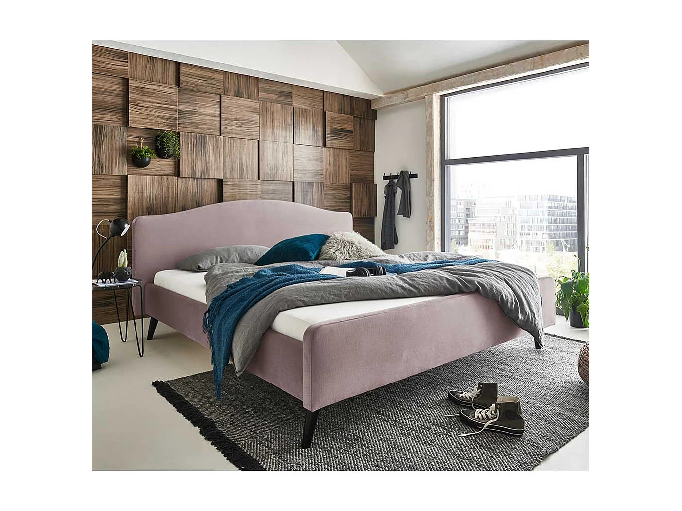 Polsterbett in Altrosa Velours modern