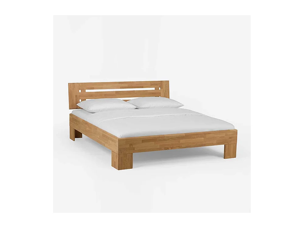 Doppelbett Set aus Wildeiche Massivholz honigfarben geölt (dreiteilig)