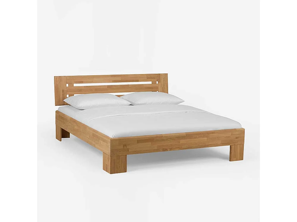 Doppelbett Set aus Wildeiche Massivholz honigfarben geölt (dreiteilig)