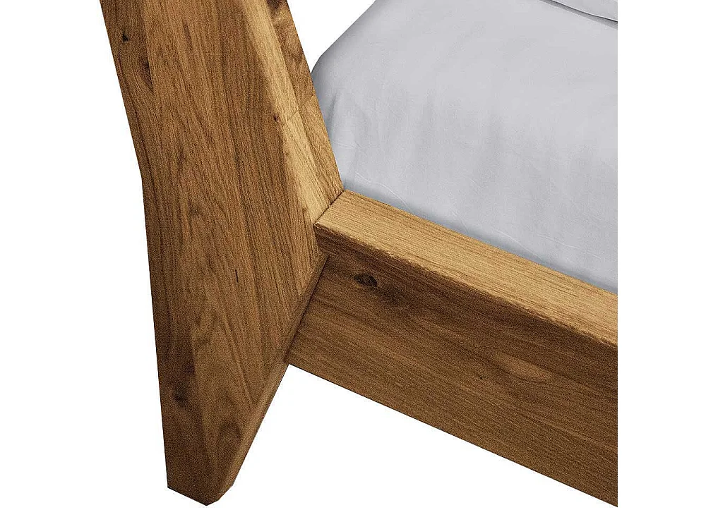 Doppelbett aus Wildeiche Massivholz zwei Nachtkommoden (dreiteilig)