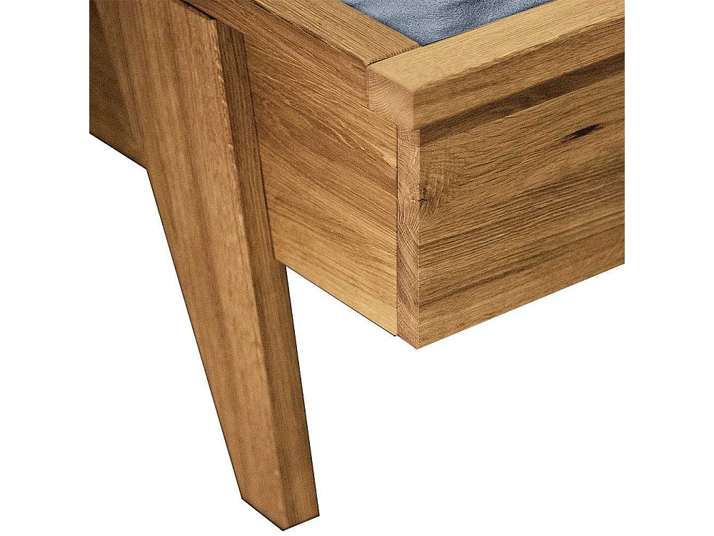 Doppelbett aus Wildeiche Massivholz zwei Nachtkommoden (dreiteilig)