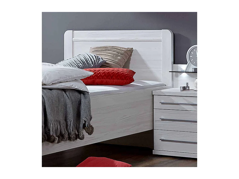 Singlebett in Weiß mit Nachtkonsole (zweiteilig)