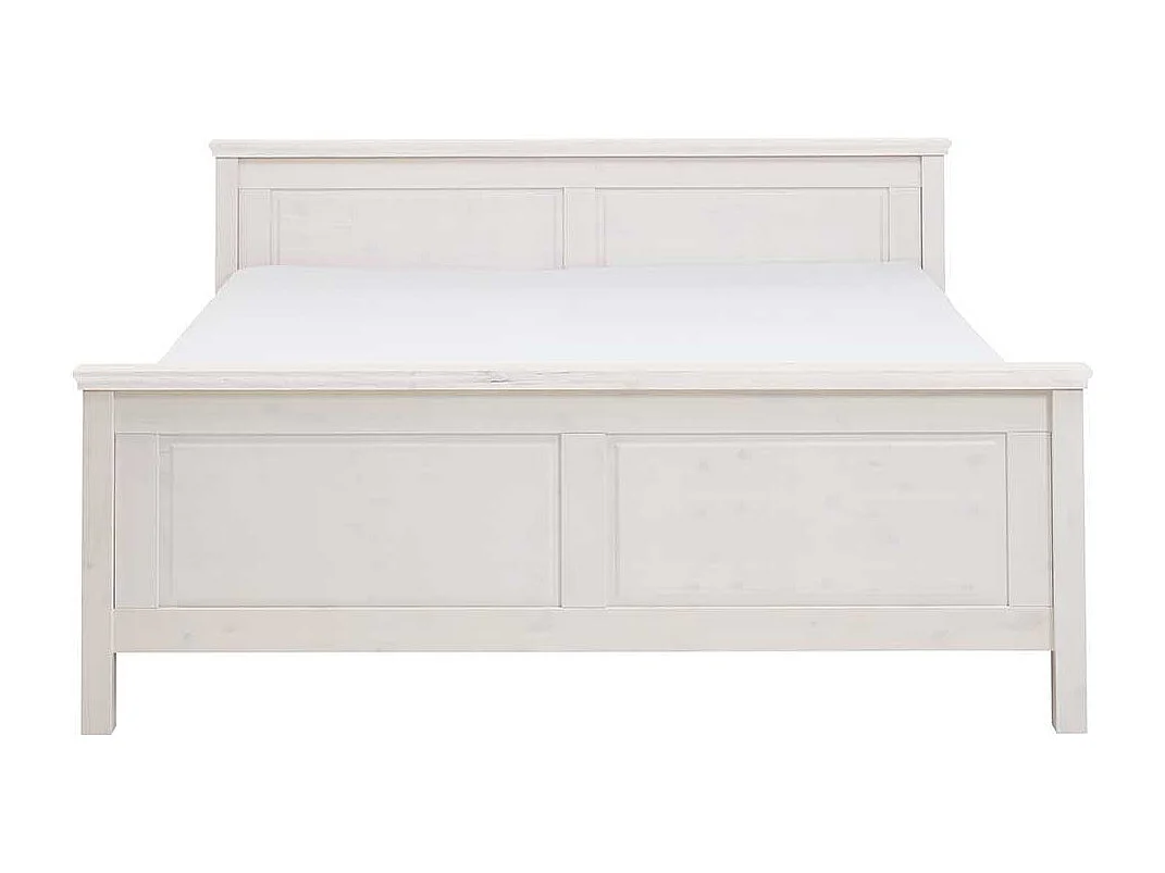 Weißes Massivholzbett im Landhausstil Kiefer