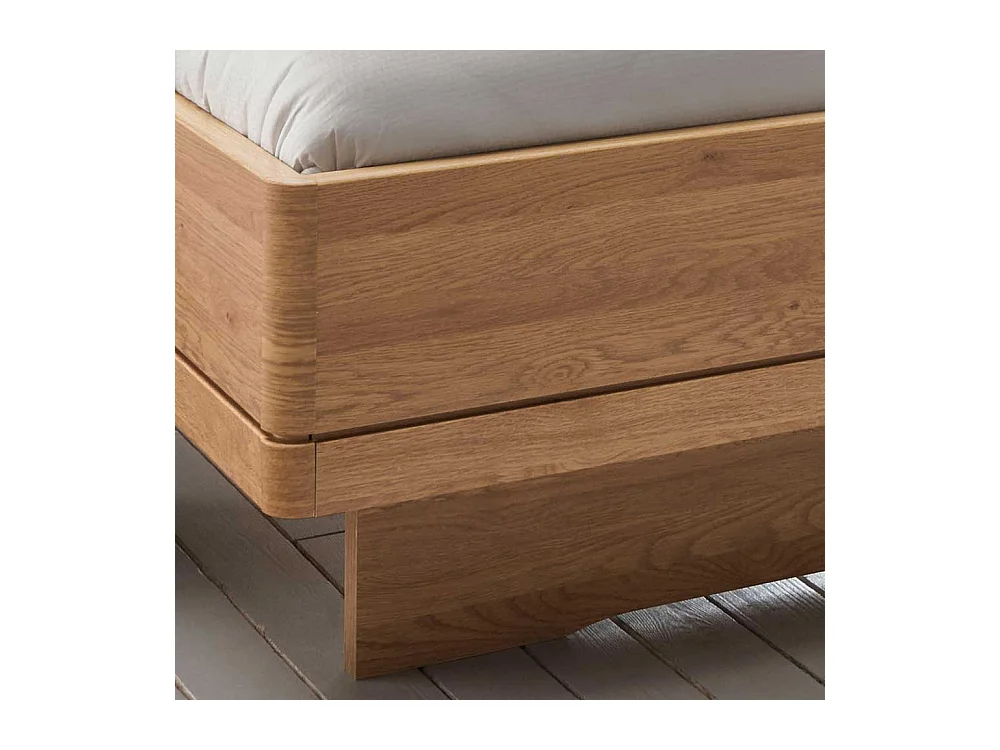 Einzelbett und Nachtkonsole in Beige und Eiche teilmassiv Polsterkopfteil (zweiteilig)