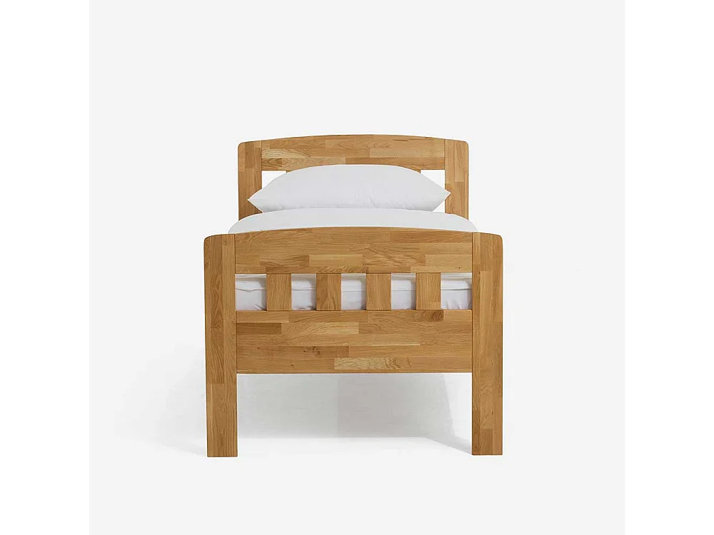 Einzelbett aus Wildeiche Massivholz honigfarben geölt