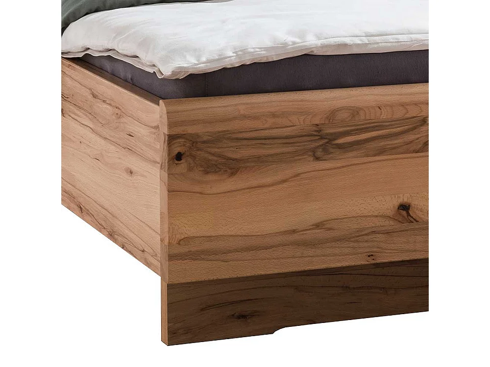 Doppelbett aus Kernbuche teilmassiv und Kunstleder Made in Germany (dreiteilig)