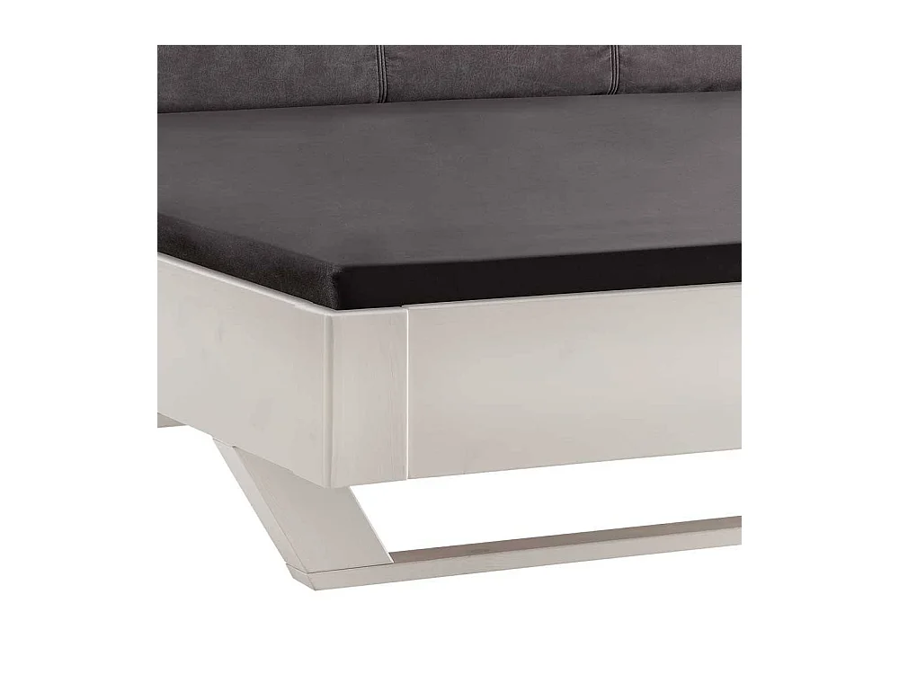 Doppel Bett Bett mit Polsterkopfteil in Weiß und Anthrazit