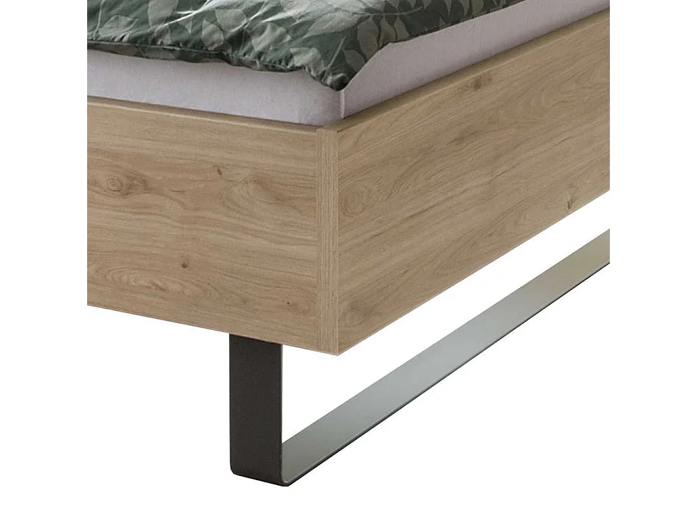 Ehebett in Eichefarben und Dunkelgrau LED Beleuchtung (dreiteilig)