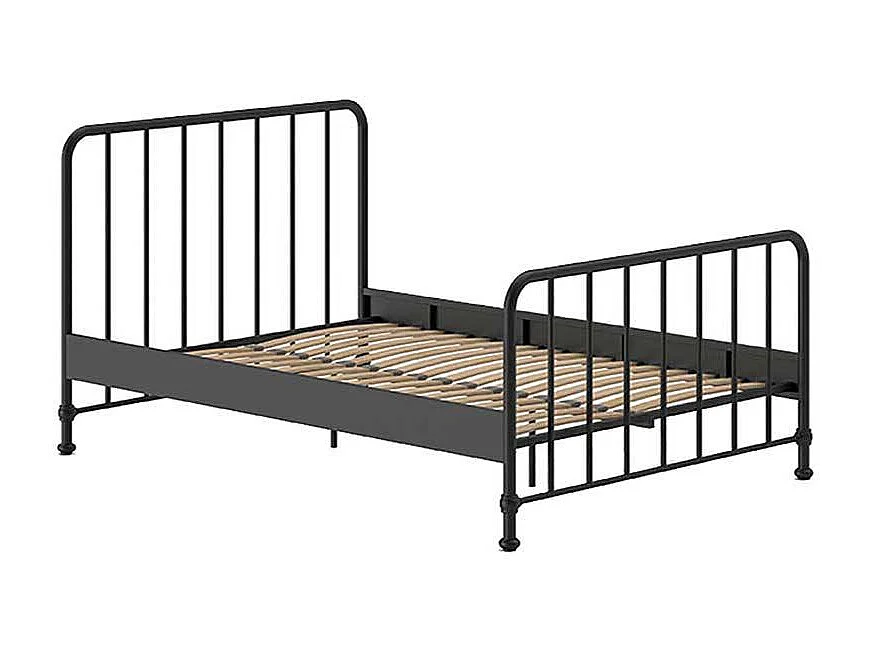 Metall Gitterbett in Schwarz matt 110 cm Kopfteil