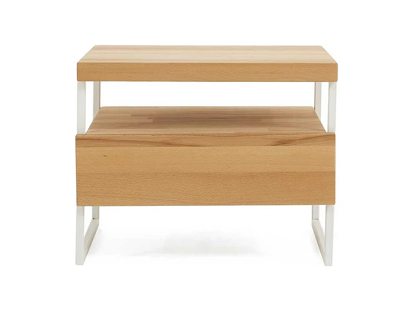 Einzelbett aus Kernbuche Massivholz mit Nachttisch (zweiteilig)