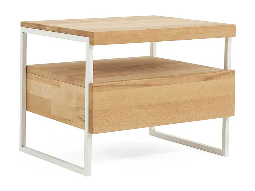 Einzelbett aus Kernbuche Massivholz mit Nachttisch (zweiteilig)