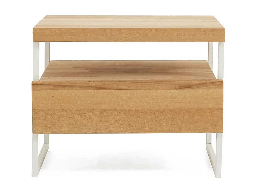 Einzelbett aus Kernbuche Massivholz mit Nachttisch (zweiteilig)