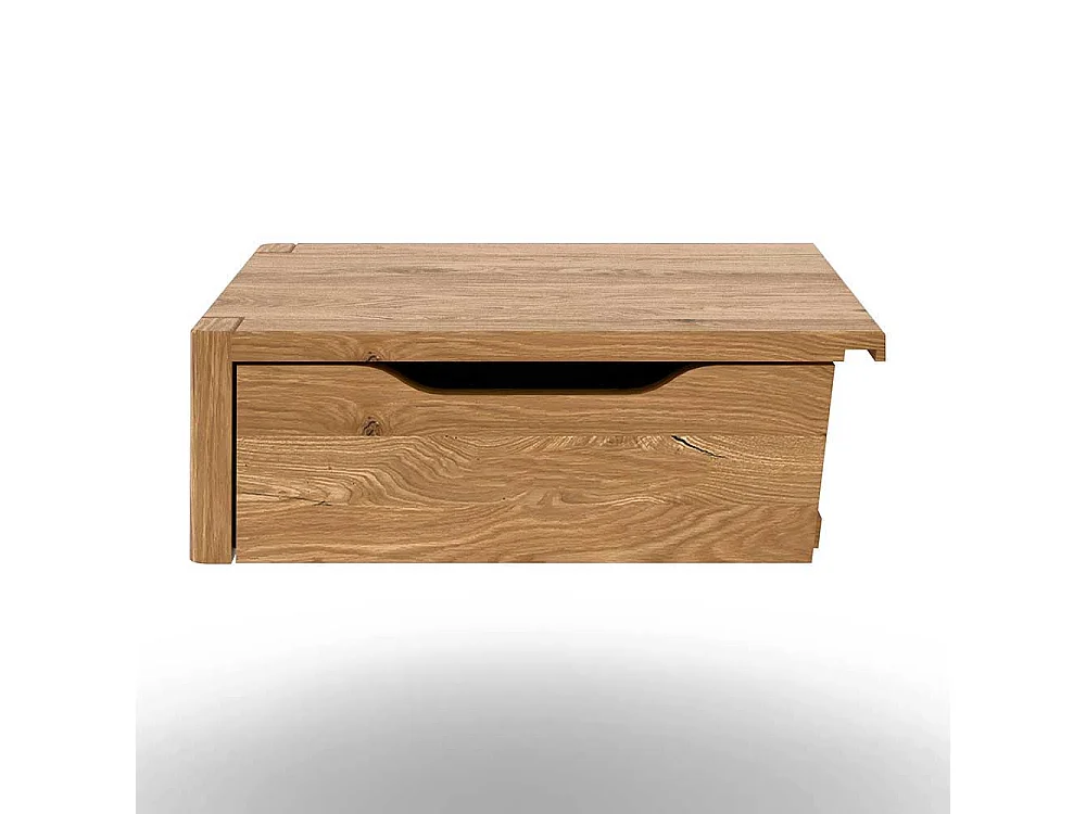 Bett aus Wildeiche Massivholz Webstoff (dreiteilig)