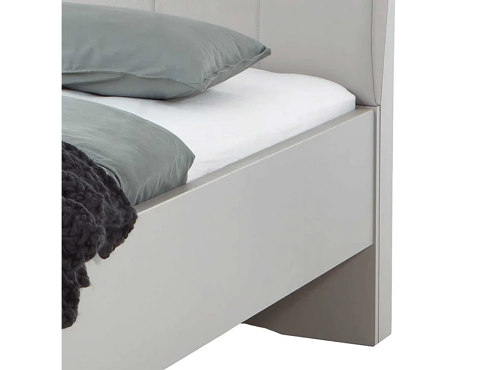 Bettrahmen in Hellgrau Polsterkopfteil