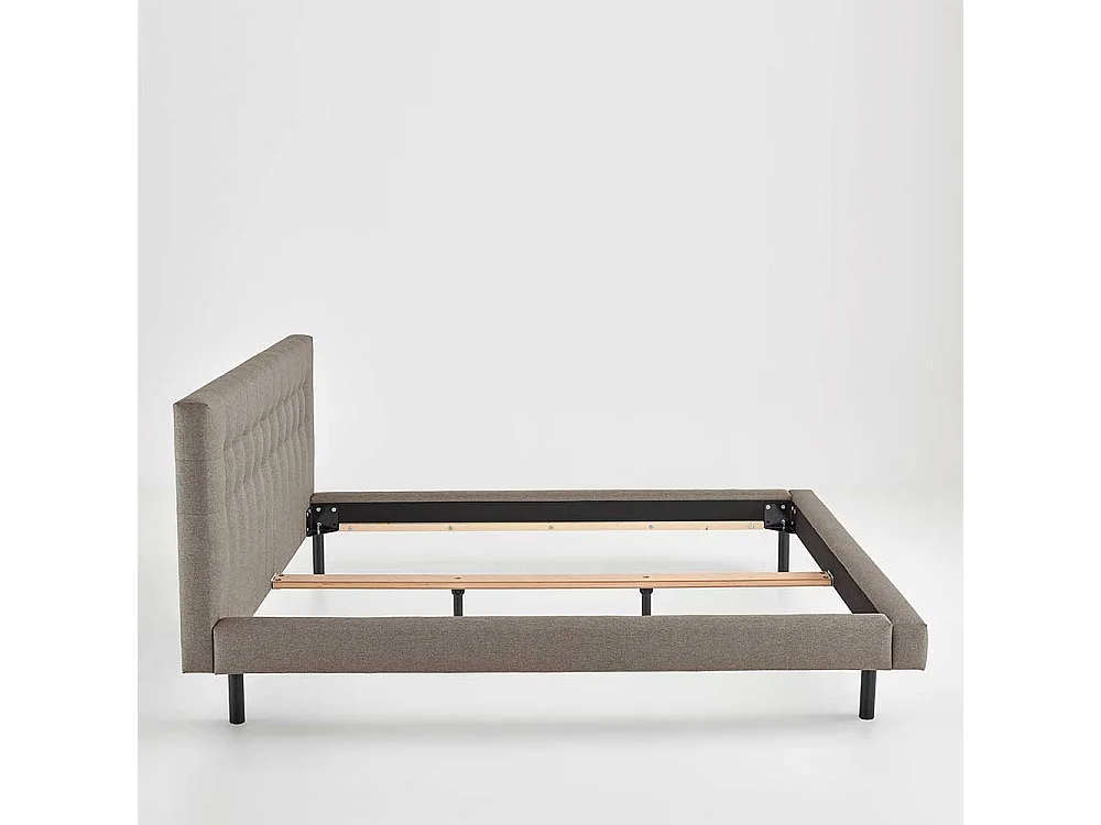 Gepolstertes Bett Stoff Hellbraun 160x200 cm 180x200 cm