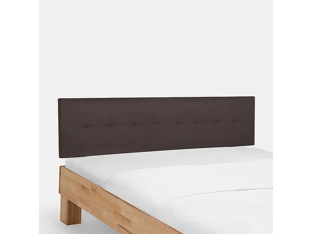 Holzbett mit Nachtkonsole Polsterkopfteil in Dunkelbraun (zweiteilig)
