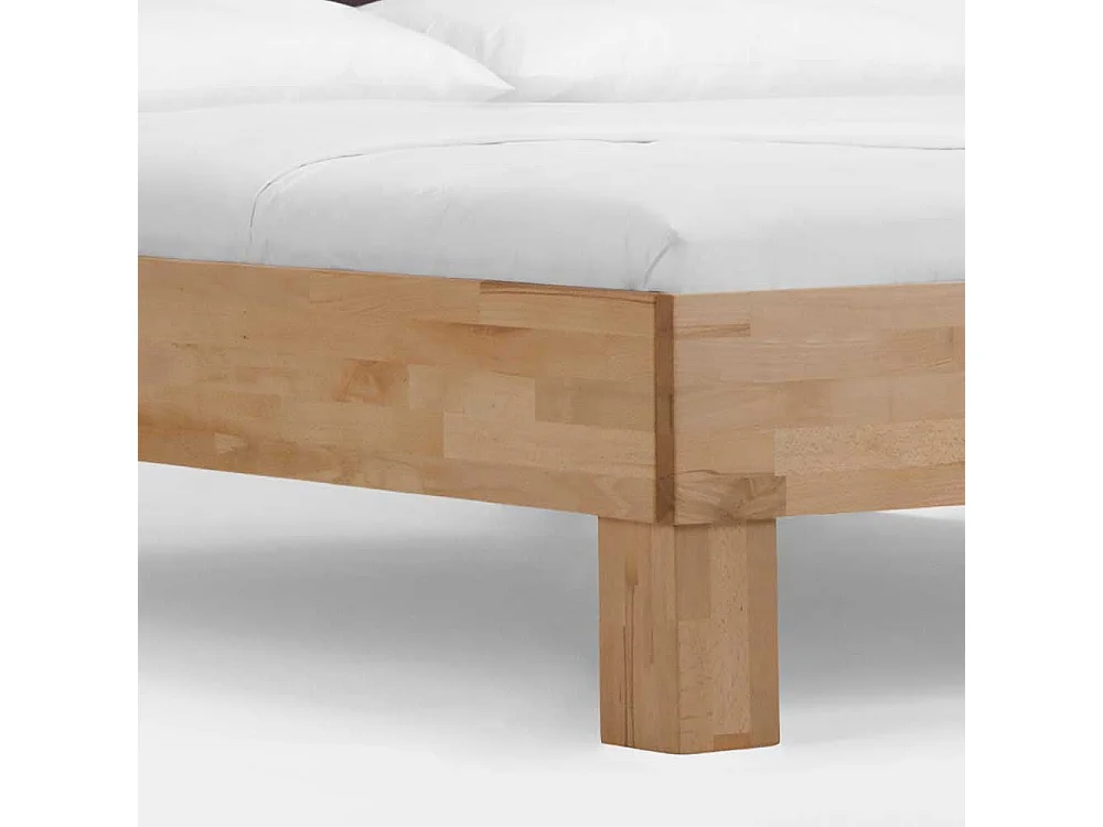 Holzbett mit Nachtkonsole Polsterkopfteil in Dunkelbraun (zweiteilig)