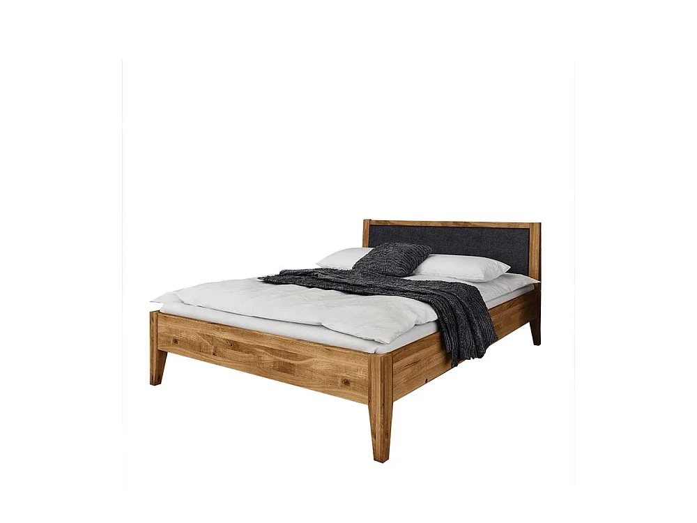 Massivholzbett aus Wildeiche geölt gepolstertem Kopfteil