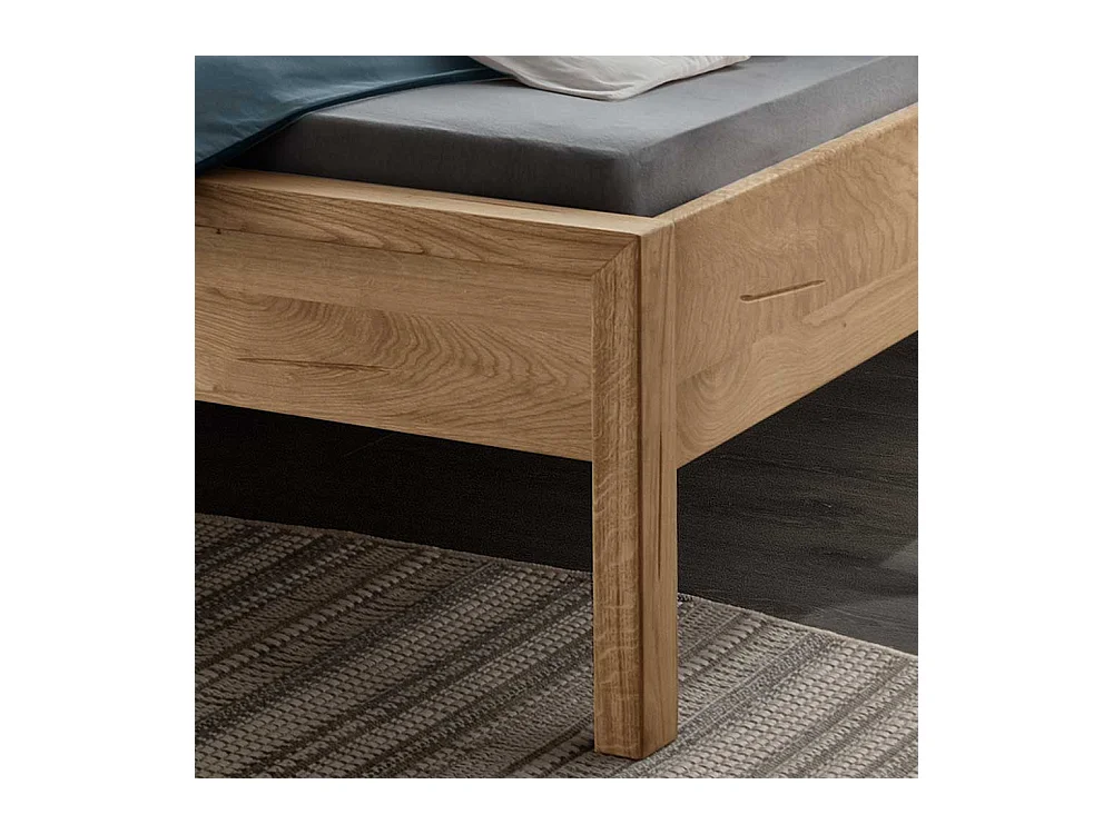 Doppelbetten in Wildeichefarben und Grau Vierfußgestell aus Holz