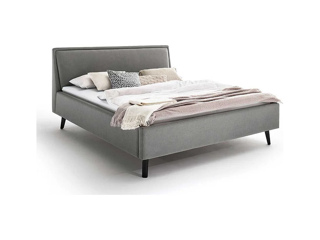 Skandi Polsterbett in Hellgrau 105 cm hohes Kopfteil