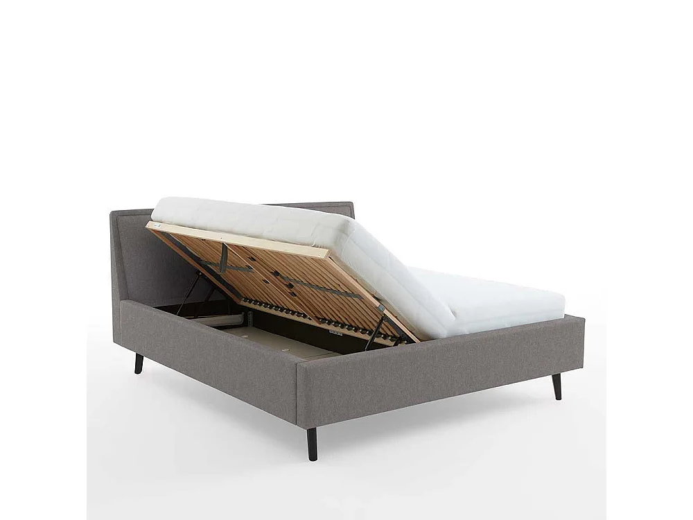 Skandi Polsterbett in Hellgrau 105 cm hohes Kopfteil