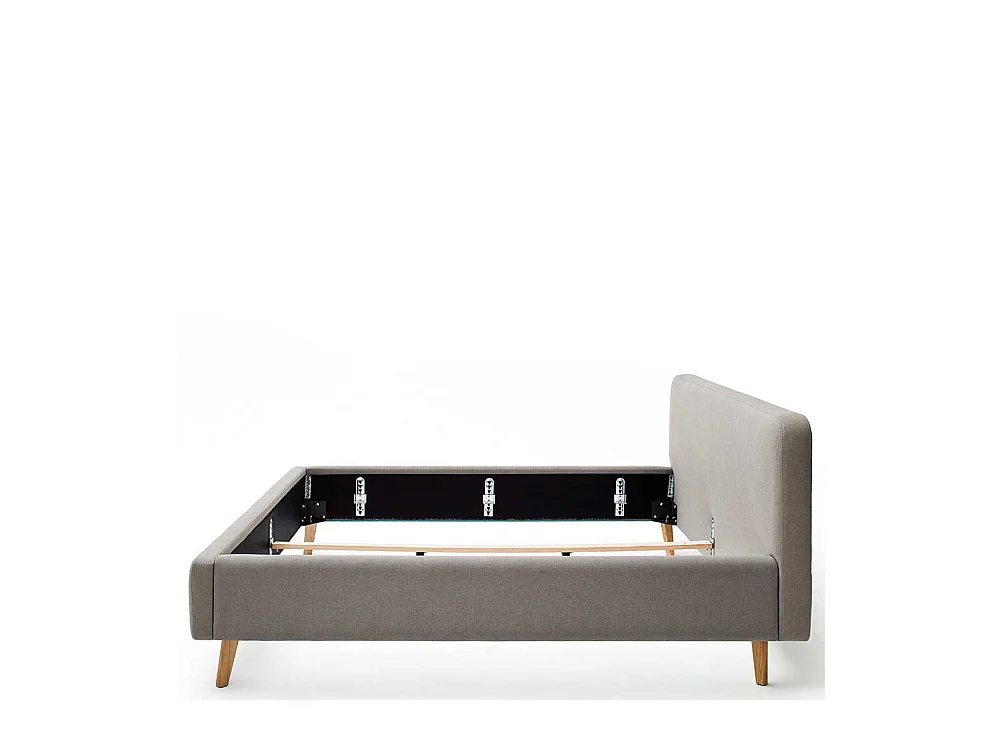 Bettgestell in Taupe Webstoff modern