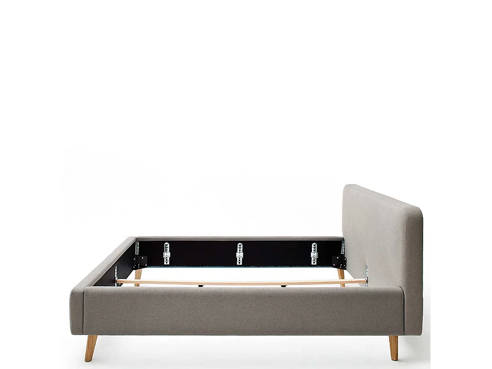 Bettgestell in Taupe Webstoff modern