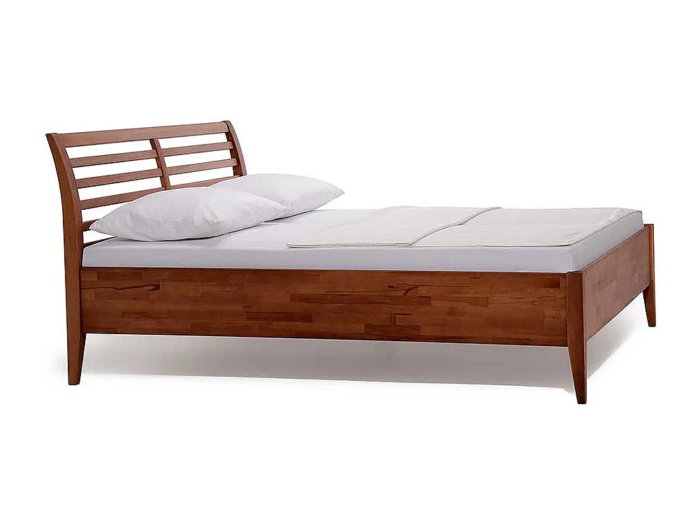 Massivholz Bettgestell in Walnussfarben Buche Massivholz