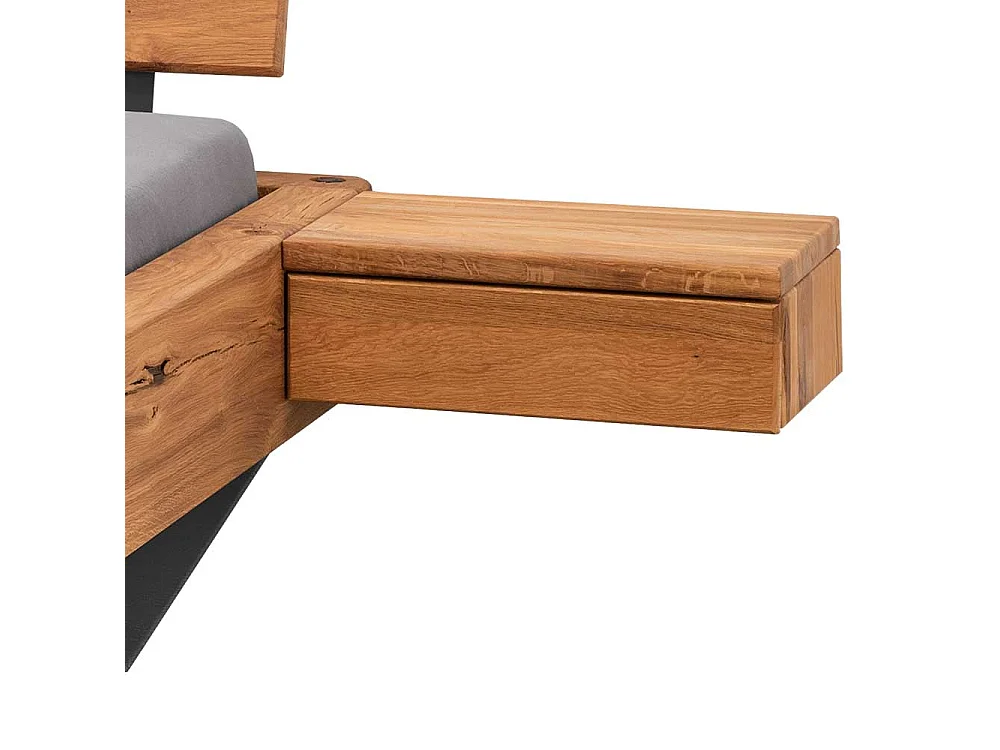 Doppelbett Massivholzbett in Wildeichefarben und Anthrazit