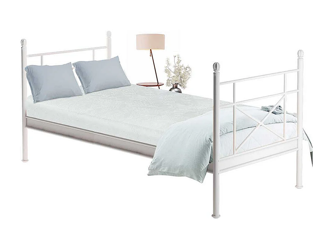 Weißes Metallbettgestell im Landhausstil 90x200 und 160x200 cm